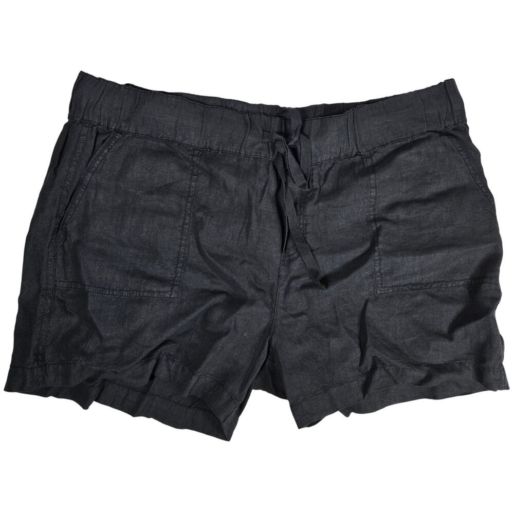 Caslon Linen Drawstring Shorts Black Elastic Waist Pockets Size Lâ Nordstrom